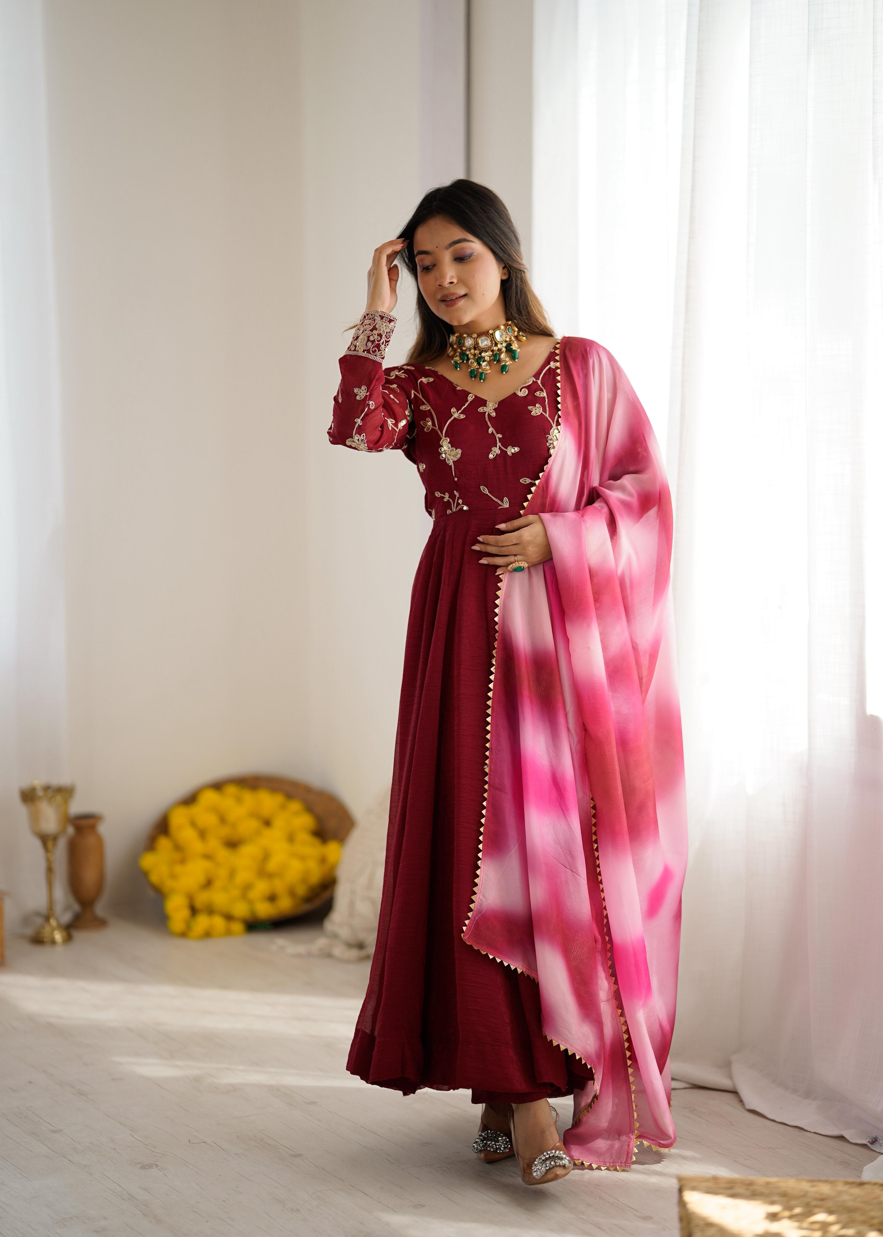 Maverick Fusion Heavy Crunchy Silk Gown Set